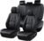 Coverado Car Seat Covers Full Set, Premium Nappa Leather Seat Covers for Car, Waterproof Car Seat Protector with Lumbar Support, Automotive Seat Covers Universal Fit for Most Cars SUV Truck(Black)