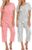 Ekouaer 2 Pack Womens Pajamas Sets Short Sleeve Tops and Capri Pants Pjs Colorful Printed Sleepwear Sets