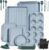 Ammeloo 22-Piece Baking Pans Set Stackable Bakeware Non Stick Baking Set Non Toxic Oven Pans, Including Roasting Pan, Cookie Sheets, Muffin Pans, Cake Pans, Oven Mitt and Utensils(Gray & Hunter Green)