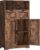 Iwell Storage Cabinet with 2 Drawers & Adjustable Shelves, Cupboard, Floor Cabinet for Living Room, Home Office, Rustic Brown