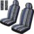Baja Saddle Blanket Car Seat Covers Front Set with Seat Belt Pads, Washable Breathable Striped Woven Cloth Seat Covers for Cars, SUV, Truck, Airbag Compatible(Blue)